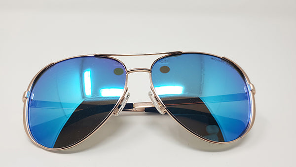 Michael Kors Gold Aviator Sunglasses with Blue Mirrored Lenses MK5004 Chelsea Michael Kors MK5004 CHELSEA Aviator 100325 59M Rose Gold  main image 4