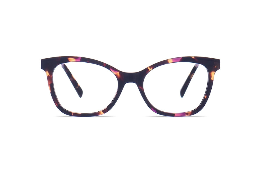 An elegant, feminine frame with a smooth upswept brow. Bella Villa stylishly blends a cat-eye-like brow with a squared-off bottom rim.