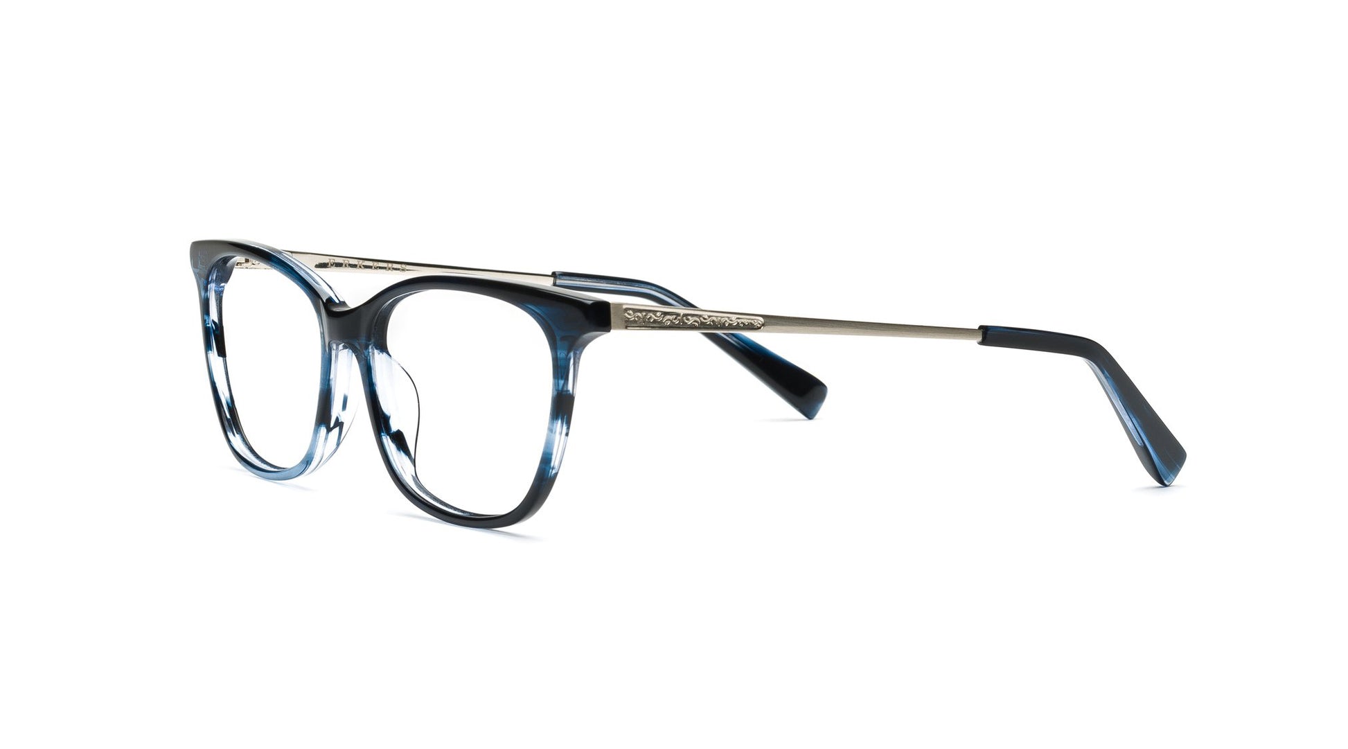 A feminine frame with a soft uplift. A refined and subtle frame that has increased durability with the metal temples.