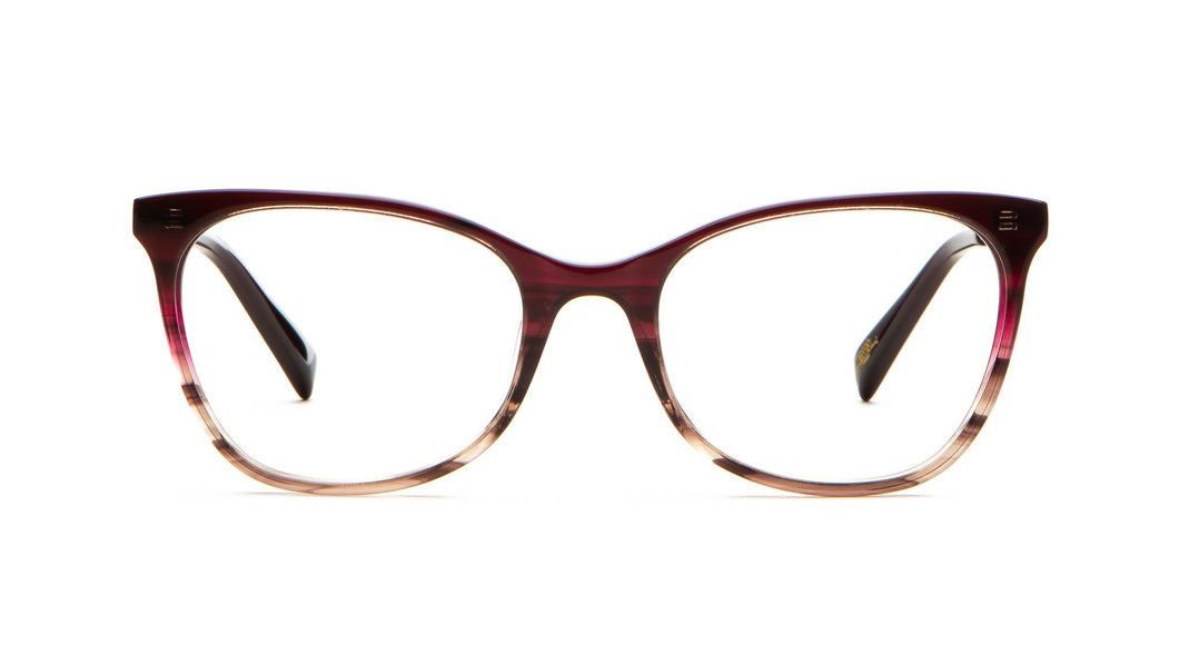 A feminine frame with a soft upsweep and slight cat-eye shape.