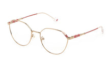 Load image into Gallery viewer, The Carme prescription glasses feature a geometric front piece and metal temples with coloured enamel, enhanced by the transparent acetate temple tips. An eyewear style with delicate and original lines that adapts to any style.